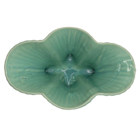 Vintage Green Shawnee Planter Cornucopia Pottery Footed Vase Scalloped Edge USA - Picture 4 of 6